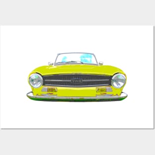 Triumph TR6 1970s classic British sports car yellow Posters and Art